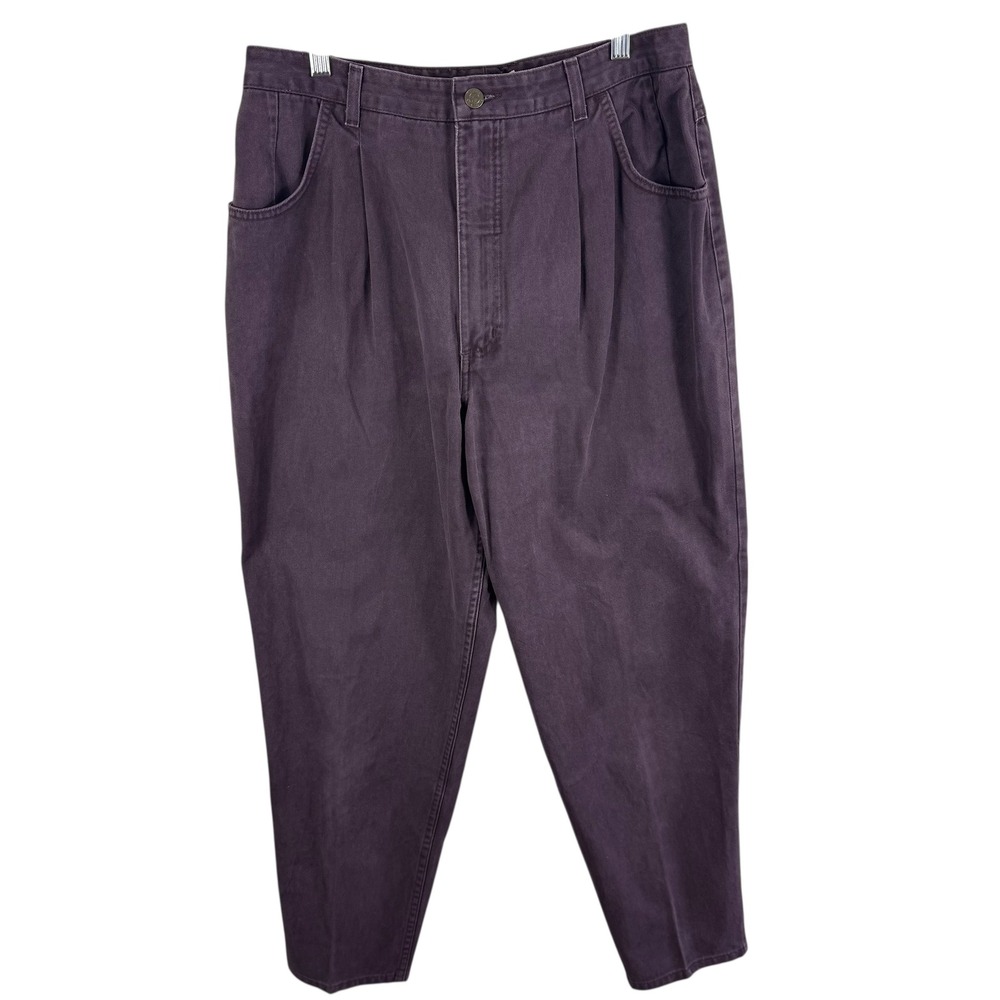 Talbots‎ Vintage 100% Cotton Womens Pleated Front Straight Leg Jeans Purple 14
